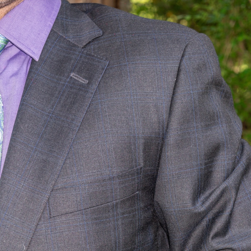 Samuelsohn 2 Button Suit - 2 PC (grey/blue pane) - Picture 2 of 6
